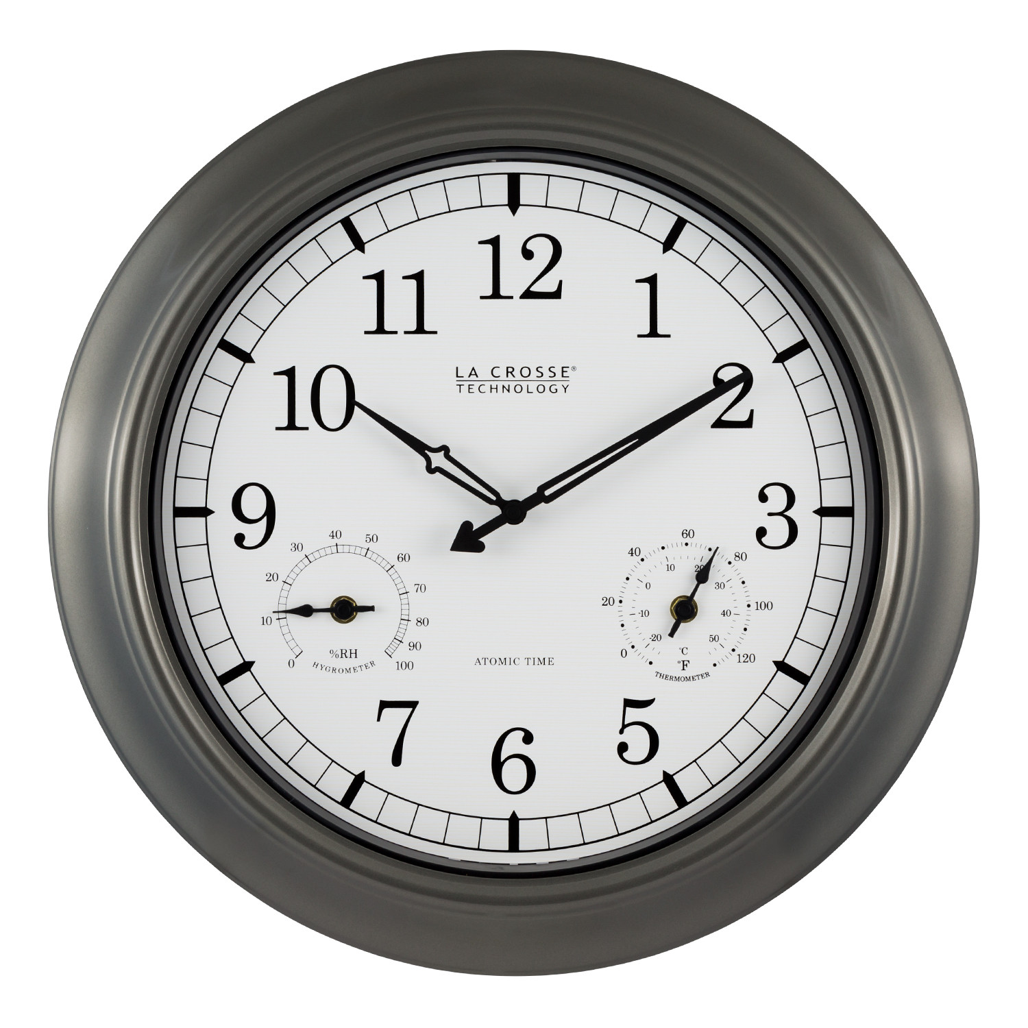 La Crosse Technology Indoor/Outdoor 18-in Analog Pewter Wall Clock